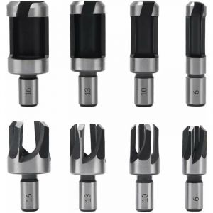 8 Pi&egrave;ces Fraise &agrave; Bouchonner Bois, M&egrave;che &agrave; Bouchon Bois 6 mm/10 mm/13 mm/16 mm, Acier Carbone Bois Plug Perceuse pour le Travail du Bois, Forets &agrave;