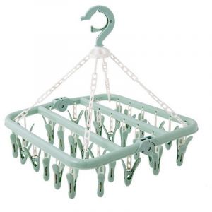 S&eacute;choir &agrave; linge pliable avec 32 clips - Crochet rotatif - Coupe-vent - Porte-chaussettes - S&eacute;choir &agrave; linge - Sous-v&ecirc;tements - Cintre peu encombrant
