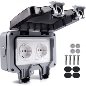 Shining House - Prise Etanche Exterieur Ip66, Prise &Eacute;lectrique Externe, R&eacute;sistant aux Intemp&eacute;ries, Prise Ext&eacute;rieure de Anti Poussi&egrave;re Prise