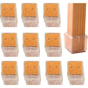 Norcks - Silicone Chaise Casquettes Pieds Tampons, 20 pcs Carré Pieds De Table Tapis Couverture De Table Rayures Protecteurs Pour 30-35MM Chaise Cap