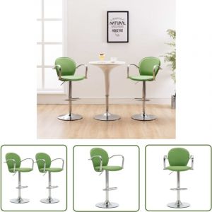 The Living Store Tabourets de bar avec accoudoir lot de 2 vert similicuir - Tabouret De Bar - Tabouret De Pub - Chaise De Bar - Fauteuil De Bar