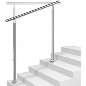 Tolletour - Rampe d'escalier en Acier Inoxydable Garde-Corps pour Jardin Balcon Main courante en acier inoxydable avec 2 poteaux - 180 cm sans