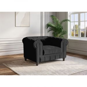 Fauteuil velours Noir CHESTERFIELD