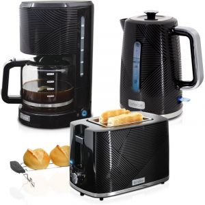 Briebe SKT1178BLK Elegance Ensemble Grille Pain 2 Fentes Bouilloire 1,7L Cafeti&egrave;re Filtre 10 Tasse Noir