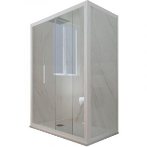 Forte - Cabine parois douche coulissante 90x120 Blanc Matt Deco Duo