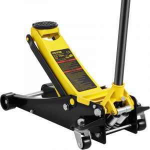 VEVOR Cric Hydraulique Rouleur 2,5 T Cric de Plancher Hydraulique a Profil Bas Hauteur 88-495 mm Cric de Service Profil Bas a Double Piston 2 Roues