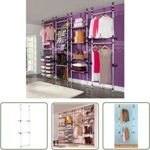 The Living Store - Système de garde-robe télescopique avec barres Aluminium - Portemanteau Télescopique - Armoire Extensible - Organisation De