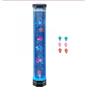 Mophorn Lampe &agrave; bulles avec poissons flottants, 80 cm, 16 effets lumineux color&eacute;s, t&eacute;l&eacute;commande, lumi&egrave;re relaxante, id&eacute;ale pour chambre, salon et