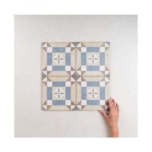 Carrelage gr&egrave;s c&eacute;rame effet carreau ciment Art Nouveau Colour Lys 20x20cm 20x20 cm Beige - - bo&icirc;te de 1 m2