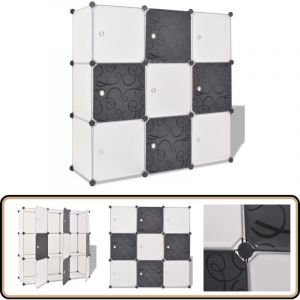 Organisateur de rangement cube avec 9 compartiments Noir/Blanc - Organisateur De Rangement - Meuble Rangement - Étagère Chaussure - Range Chaussures