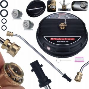 JetLine T-Racer CleanPro Set 15" + Lance 34 cm Ensemble pour nettoyeur Kärcher K2–K7 Brosse avec buses rotatives + lance courbée 1/4"