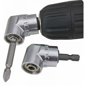 Tournevis Porte-Adaptateur 105 Degrés Perceuses à Angle Droit Pilote et Tournevis Adaptateur Renvoi d'angle pour Visseuse Hexagonal 1/4 ''