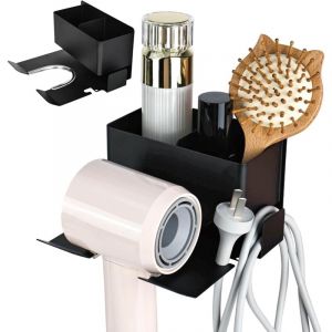 Support de s&egrave;che cheveux sans per&ccedil;age Support mural pour s&egrave;che cheveux Support mural avec support de prise et rangement Support pour s&egrave;che cheveux de