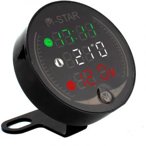 Testeur de Tension, Voltm&egrave;tre VTT 4 en 1 + Horloge Electronique + Thermom&egrave;tre + Chronom&egrave;tre Digital LED, Noir