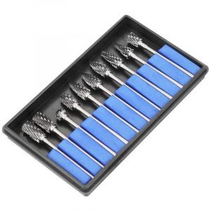 10pcs 3 6MM Fraise Burr Rotative en Carbure de Tungst&egrave;ne Set Double Coupe T&ecirc;te otary Burr Gravure CNC Bits Pour Dremel Outils Rotatifs