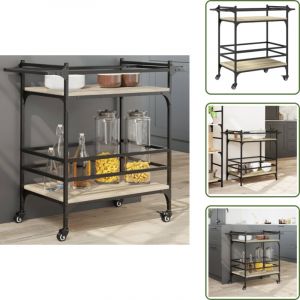 Chariot de cuisine ch&ecirc;ne sonoma 82x40x78,5 cm bois d'ing&eacute;nierie - Meuble De Cuisine - Chariot De Cuisine - Chariot &agrave; L&eacute;gumes - Chariot De Rangement