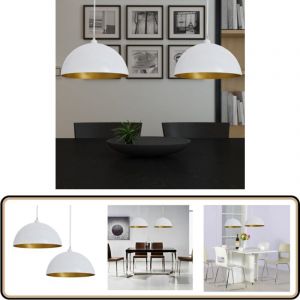 Plafonnier 2 pcs Hauteur réglable Semi-sphérique Blanc - Luminaire Intérieur - Plafonnier - Luminaire Suspendu - Éclairage Intérieur - Lampadaire