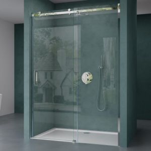 Paroi de Douche en niche 125x195cm Pare Douche Transparent avec Porte Coulissante en Verre esg avec Revêtement nano Easy Clean T4 - Mai&mai