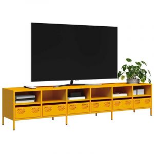Vidaxl - Meuble tv jaune moutarde 202x39x43,5 cm acier lamin&eacute; &agrave; froid