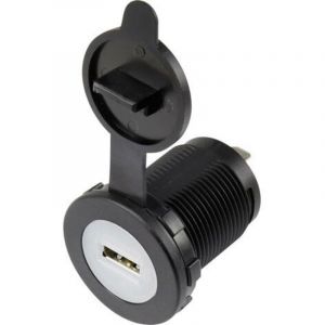 Embase femelle usb avec capot anti-poussière embase femelle, verticale 1 voie, Avant rond ø 36.8 mm, avec éclairage ble