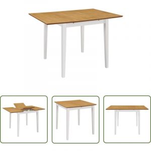 Table à manger extensible Blanc (80-120)x80x74 cm mdf - Table à Manger - Table Extensible - Table Ronde - Table Blanche - Mobilier Salle à Manger