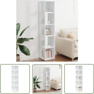 The Living Store - Armoire d'angle Blanc 33x33x164,5 cm Bois d'ing&eacute;nierie - Meuble D'angle - Armoire D'angle - Rangement Mural - &Eacute;tag&egrave;re D'angle