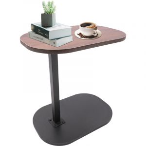 Table d'appoint en forme de C, petite table basse, table basse en bois, hauteur r&eacute;glable, table d'appoint en forme de C pour canap&eacute;, table basse