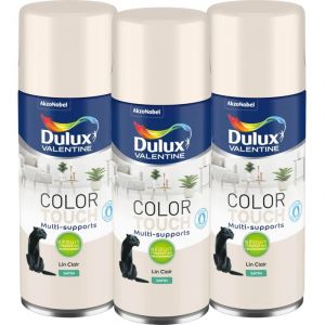 Multi Pack 3 - Peinture aérosol Color Touch Multi-Supports - Satin Lin Clair 400 ml Dulux Valentine Lin clair