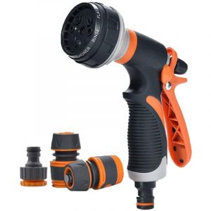 Pistolet d'arrosage Pistolet Arrosoir Pistolet arrosage Pulv&eacute;risateur &agrave; Main 8 Fonctions Pistolet &agrave; Eau R&eacute;glable (Rouge)
