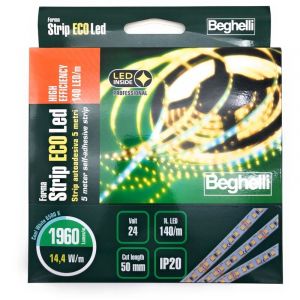 Beghelli - ECOLed he Bande autocollante de 5 m&egrave;tres Haute efficacit&eacute; 140 LEDs/m 14.4W/m 24V 6500K