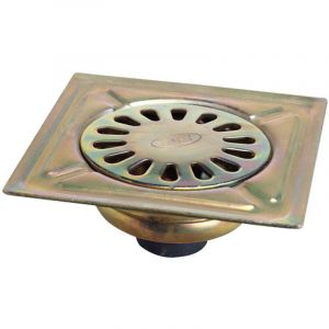 Avaloir de sol acier bichromaté 250x250 mm. Raccord de 90 mm.