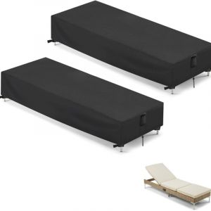 2PCS Housse pour Transat Jardin Housse de Chaise Longue de Jardin Housse de Protection Transat Bain de Soleil Ext&eacute;rieur Anti UV Housse de protection