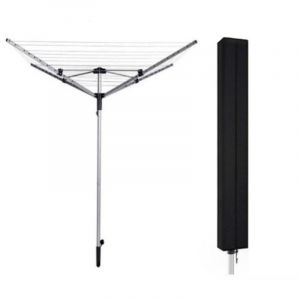 1 Housse de protection solaire noire (160 x 15 x 15 cm) pour &eacute;tendoir &agrave; linge ext&eacute;rieur, housse pour mobilier de jardin, avec sac de rangement, en