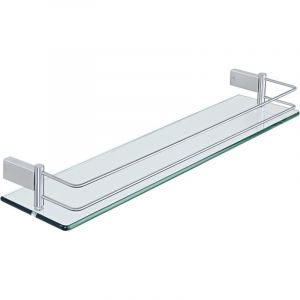 &Eacute;tag&egrave;res de Salle de Bain &Eacute;tag&egrave;re de Douche en Verre &Eacute;tag&egrave;re Murale Rangement Douche avec Tablette, Verre Tremp&eacute; Rectangulaire, Finition Bross&eacute;,