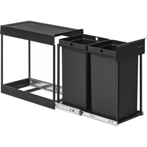 Songmics - Poubelle de Tri Sélectif, Poubelle de Cuisine Extractible Coulissante, 2 Seaux de 15 l, Coulissement en Douceur, Structure en Acier,