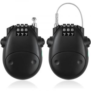 2 Pi&egrave;ces Cadenas Cable,Antivol Casque Moto,Cadenas Velo,Antivol Poussette,avec Mot de Passe &agrave; 3 Chiffres,70cm Noyau en Acier Inoxydable R&eacute;tractable