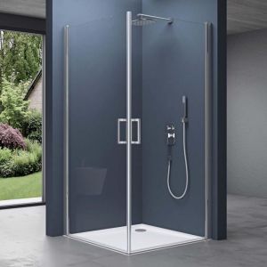 Doporro Portes de douche transparent autolevantes 90x100 paroi de douche Ravenna24 pare douche en angle 90x100x190cm montage r&eacute;versible