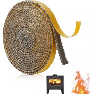 Joint de chemin&eacute;e autocollant, en fibre de verre, r&eacute;sistant &agrave; la chaleur, r&eacute;sistant au feu, 3 mm x 15 mm x 4 m