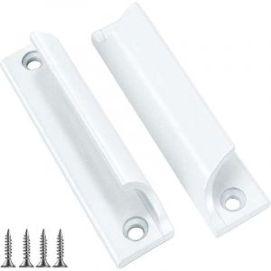 2 Pi&egrave;Ce Poignee De Porte Exterieur- Poign&eacute;E Porte Coulissante, Invisible De Poignee De Meuble Int&eacute;Rieure, Entraxe 90mm (blanc)