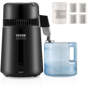 VEVOR Distillateur deEau 4 L Machine a Eau Distillee 1 L/h 750 W Machine a Distiller lEau Interieur en Inox Alimentaire Recipient en Plastique PBT