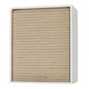 Meuble mural de cuisine blanc &agrave; rideau ch&ecirc;ne clair Couna L 60 x H 72cm