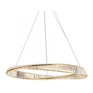 S 80 al - Lustre led en cristal anneau 80cm laiton - Bohemia