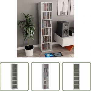 &Eacute;tag&egrave;re &agrave; CD - Armoire &agrave; CD Gris b&eacute;ton 21x20x88 cm Bois d'ing&eacute;nierie