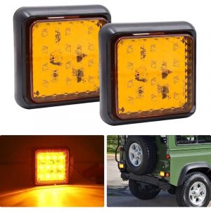 2PCS Feu Arri&egrave;re LED pour Remorque,Carr&eacute;s Feux Remorque LED 24V Blanc Feux de Frein Arri&egrave;re Feux Antibrouillard pour