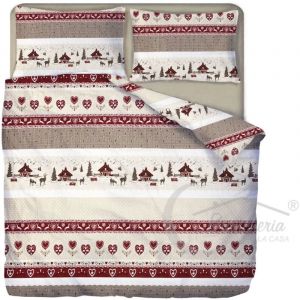 HOUSSE DE COUETTE TYROLIENNE dis. MONTAGNE VALBADIA RED Cm. 155X200