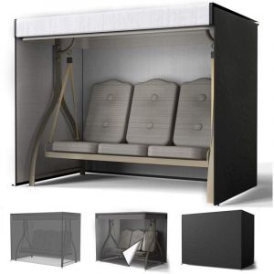 Housse de Balancelle 3 Places 220x125x170cm Noir Housses Imperm&eacute;able pour Mobilier Balancelles de Jardin Etanche au Vent &Eacute;paisse Tissu Oxford