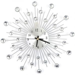 Horloge murale bricolage 3D, horloges murales décorées à la main avec diamant et perle de cristal, horloge murale Sunburst décorée d'une horloge