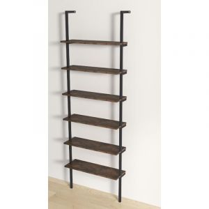 COSTWAY Biblioth&egrave;que &Eacute;tag&egrave;re Echelle &agrave; 6 Niveaux, Etag&egrave;re Murale Cadre en M&eacute;tal, Style Industriel, pour Bureau, Salon, Chambre, Cuisine, 20 x 60 x