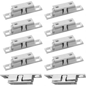 Rouleau &agrave; Billes en Laiton 10 Pi&egrave;ces Double Loqueteau &agrave; Bille, Rouleau Loqueteau Fermeture Pour Armoires Meubles D'armoire Argent