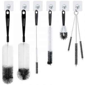 [JAMAIS UTILIS&Eacute;] 8 Brosses de Nettoyage &ndash; Goupillon Bouteille, Brosse Biberon, &Eacute;couvillon, Brosse Bouteille et Verres avec Crochets de Suspension